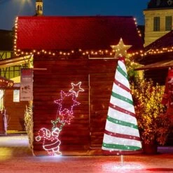 180cm Ribbon Christmas Tree Light Decoration LED Strip Ornaments Xmas Home Outdoor Display Folding Star Topper 8 Flickering Effects -Christmas Lights Store 280003 2390907 HD