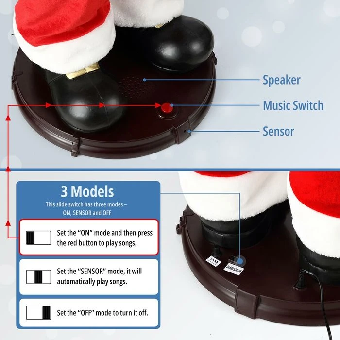 Solight 150cm Animated Singing Dancing Santa Claus Figurine Rocking Christmas Decoration Musical Display Figure Collapsible 3 Solight 150cm Animated Singing Dancing Santa Claus Figurine Rocking Christmas Decoration Musical Display Figure Collapsible - Image 3
