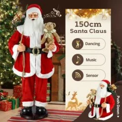 Solight 150cm Animated Singing Dancing Santa Claus Figurine Rocking Christmas Decoration Musical Display Figure Collapsible 25 Solight 150cm Animated Singing Dancing Santa Claus Figurine Rocking Christmas Decoration Musical Display Figure Collapsible -Christmas Lights Store 280007 2390969 HD