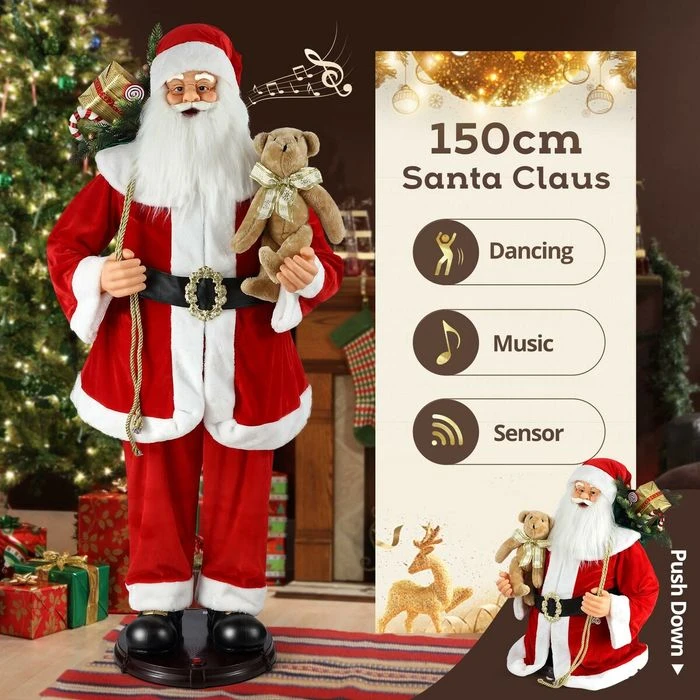 Solight 150cm Animated Singing Dancing Santa Claus Figurine Rocking Christmas Decoration Musical Display Figure Collapsible 12 Solight 150cm Animated Singing Dancing Santa Claus Figurine Rocking Christmas Decoration Musical Display Figure Collapsible - Image 12