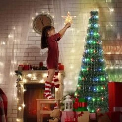 180cm Christmas Tree With RGB LED Light Xmas Spruce Artificial Holiday Decor Ornament Indoor Remote Control 18 Lighting Modes