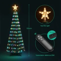 150cm Christmas Tree With Light RGB LED Artificial Xmas Spruce Decor Holiday Ornament Indoor Remote Control 18 Lighting Modes -Christmas Lights Store 280023 2391141 HD