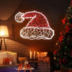 Christmas Light Decor Santa Hat LED Strip Rope Xmas Holiday Ornament Outdoor Indoor 80x60cm -Christmas Lights Store 280025 2391159 HD