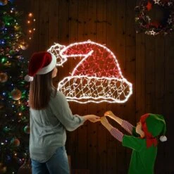Christmas Light Decor Santa Hat LED Strip Rope Xmas Holiday Ornament Outdoor Indoor 80x60cm -Christmas Lights Store 280025 2391161 HD