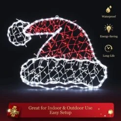 Christmas Light Decor Santa Hat LED Strip Rope Xmas Holiday Ornament Outdoor Indoor 80x60cm -Christmas Lights Store 280025 2391165 HD