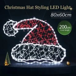 Christmas Light Decor Santa Hat LED Strip Rope Xmas Holiday Ornament Outdoor Indoor 80x60cm -Christmas Lights Store 280025 2391179 HD
