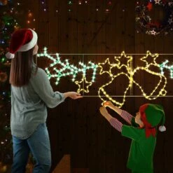 Christmas Light Decor LED Strip Rope Xmas Bell Star Leaf Holiday Ornament Outdoor Indoor 180x61cm XXL Size -Christmas Lights Store 280029 2391233 HD