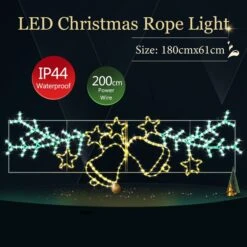 Christmas Light Decor LED Strip Rope Xmas Bell Star Leaf Holiday Ornament Outdoor Indoor 180x61cm XXL Size -Christmas Lights Store 280029 2391251 HD