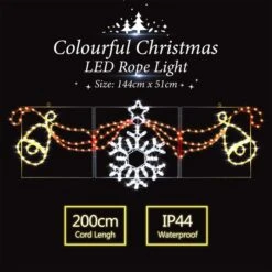 Christmas LED Light Decor Strip Rope Xmas Snowflake Bell Holiday Ornament Outdoor Indoor 145x53cm XL Size -Christmas Lights Store 280033 2391297 HD