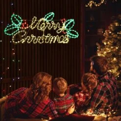 Merry Christmas Light LED Strip Rope Xmas Decor Holiday Ornament Outdoor Indoor Colourful 115x46cm L Size -Christmas Lights Store 280035 2391303 HD