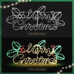 Merry Christmas Light LED Strip Rope Xmas Decor Holiday Ornament Outdoor Indoor Colourful 115x46cm L Size -Christmas Lights Store 280035 2391309 HD