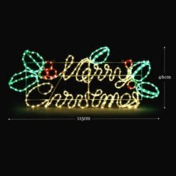 Merry Christmas Light LED Strip Rope Xmas Decor Holiday Ornament Outdoor Indoor Colourful 115x46cm L Size -Christmas Lights Store 280035 2391317 HD