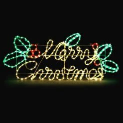 Merry Christmas Light LED Strip Rope Xmas Decor Holiday Ornament Outdoor Indoor Colourful 115x46cm L Size -Christmas Lights Store 280035 2391319 HD