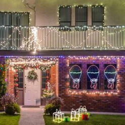 Solight LED Strip Rope Christmas Lights Santa Claus Xmas Holiday Decoration Light Outdoor Indoor IP65 100x52cm L Size