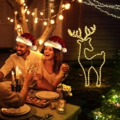 Solight Reindeer Christmas Light LED Strip Rope Xmas Holiday Ornament Outdoor Indoor IP65 88x50cm -Christmas Lights Store 280067 2391687 HD