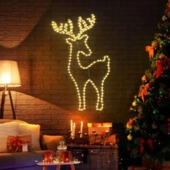 Solight Reindeer Christmas Light LED Strip Rope Xmas Holiday Ornament Outdoor Indoor IP65 88x50cm -Christmas Lights Store 280067 2391689 HD