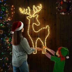 Solight Reindeer Christmas Light LED Strip Rope Xmas Holiday Ornament Outdoor Indoor IP65 88x50cm -Christmas Lights Store 280067 2391691 HD