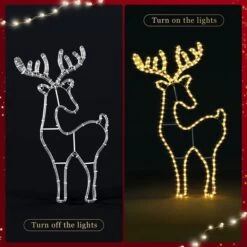Solight Reindeer Christmas Light LED Strip Rope Xmas Holiday Ornament Outdoor Indoor IP65 88x50cm -Christmas Lights Store 280067 2391693 HD