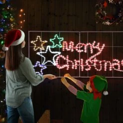 Solight Merry Christmas Light Xmas LED Rope Strip Decoration Holiday Ornament Indoor Outdoor IP65 130x60cm XL Size -Christmas Lights Store 280069 2391717 HD