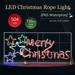 Solight Merry Christmas Light Xmas LED Rope Strip Decoration Holiday Ornament Indoor Outdoor IP65 130x60cm XL Size -Christmas Lights Store 280069 2391733 HD