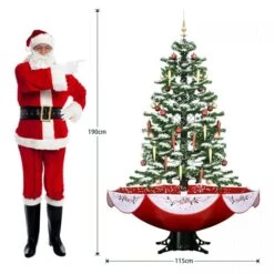 Christmas Tree Decorated Snowing LED String Fairy Lights Xmas Topper Artificial Decoration Balls Icicle Ornament Musical Umbrella Stand 190cm -Christmas Lights Store 280081 2500013 HD