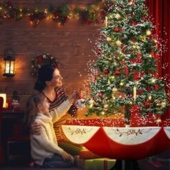 Christmas Tree Decorated Snowing LED String Fairy Lights Xmas Topper Artificial Decoration Balls Icicle Ornament Musical Umbrella Stand 190cm -Christmas Lights Store 280081 2500015 HD
