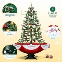 Christmas Tree Decorated Snowing LED String Fairy Lights Xmas Topper Artificial Decoration Balls Icicle Ornament Musical Umbrella Stand 190cm -Christmas Lights Store 280081 2500019 HD