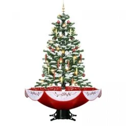 Christmas Tree Decorated Snowing LED String Fairy Lights Xmas Topper Artificial Decoration Balls Icicle Ornament Musical Umbrella Stand 190cm -Christmas Lights Store 280081 2500021 HD
