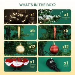 Christmas Tree Decorated Snowing LED String Fairy Lights Xmas Topper Artificial Decoration Balls Icicle Ornament Musical Umbrella Stand 190cm -Christmas Lights Store 280081 2500023 HD