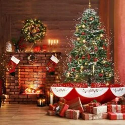 Christmas Tree Decorated Snowing LED String Fairy Lights Xmas Topper Artificial Decoration Balls Icicle Ornament Musical Umbrella Stand 190cm -Christmas Lights Store 280081 2500025 HD