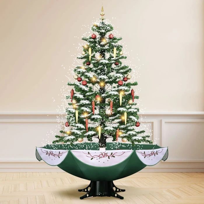 Snowing Christmas Tree Green Artificial Xmas Topper LED String Fairy Lights Decoration Ball Musical Snow Ornament Umbrella Stand 140cm 7 Snowing Christmas Tree Green Artificial Xmas Topper LED String Fairy Lights Decoration Ball Musical Snow Ornament Umbrella Stand 140cm - Image 7