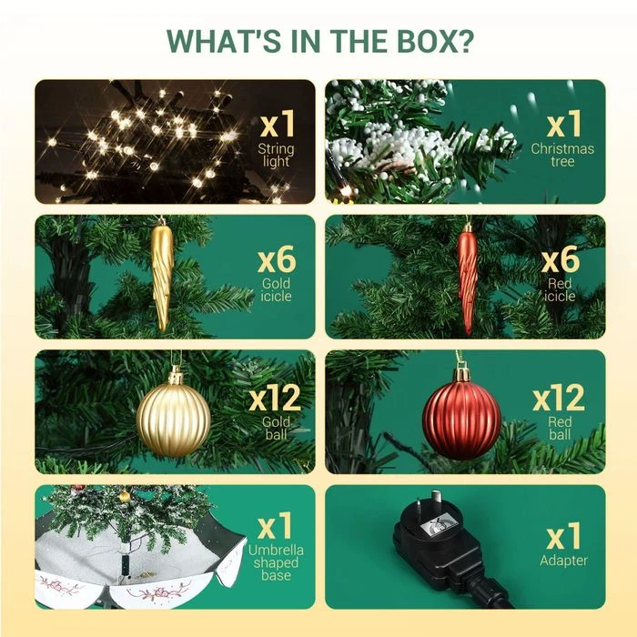 Snowing Christmas Tree Green Artificial Xmas Topper LED String Fairy Lights Decoration Ball Musical Snow Ornament Umbrella Stand 140cm 8 Snowing Christmas Tree Green Artificial Xmas Topper LED String Fairy Lights Decoration Ball Musical Snow Ornament Umbrella Stand 140cm - Image 8