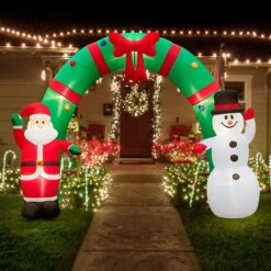 Christmas Santa Claus Snowman Arch Decor Inflatable Decoration Xmas Light Holiday Ornament Outdoor Indoor Built In LED 300 X 250cm -Christmas Lights Store 280297 2395051 HD