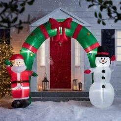 Christmas Santa Claus Snowman Arch Decor Inflatable Decoration Xmas Light Holiday Ornament Outdoor Indoor Built In LED 300 X 250cm -Christmas Lights Store 280297 2395063 HD