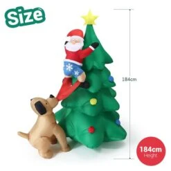 Christmas Tree Santa Claus Climbing Xmax Dog Decor Inflatable Decoration Holiday Light Ornament Blow Up Outdoor Party Garden Built In LED 184cm -Christmas Lights Store 280299 2395083 HD
