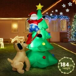 Christmas Tree Santa Claus Climbing Xmax Dog Decor Inflatable Decoration Holiday Light Ornament Blow Up Outdoor Party Garden Built In LED 184cm -Christmas Lights Store 280299 2395091 HD