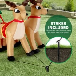 Christmas Santa Claus Sleigh Reindeer Decor Inflatable Decoration Xmas Light Holiday Ornament Blow Up Outdoor Built In LED 220cm -Christmas Lights Store 280303 2395119 HD