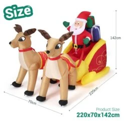 Christmas Santa Claus Sleigh Reindeer Decor Inflatable Decoration Xmas Light Holiday Ornament Blow Up Outdoor Built In LED 220cm -Christmas Lights Store 280303 2395123 HD