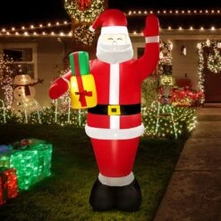 Christmas Santa Claus Decor Inflatable Decoration Xmas Light Holiday Ornament Blow Up Outdoor Indoor Garden Party Yard Built In LED 240cm -Christmas Lights Store 280305 2395135 HD