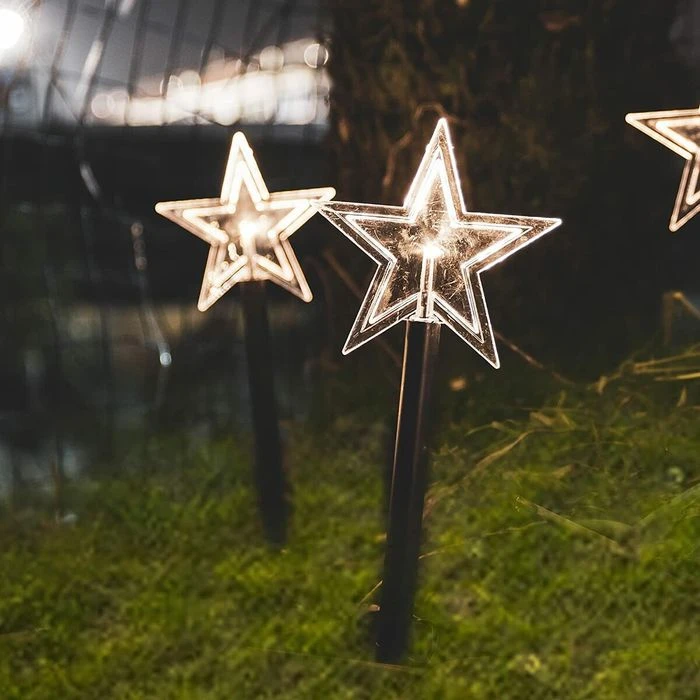 Christmas Pathway Solar Lights Decorative Garden Display LED Light 5 Pieces Warm Lights (Stars) 2 Christmas Pathway Solar Lights Decorative Garden Display LED Light 5 Pieces Warm Lights (Stars) - Image 2