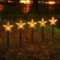 Christmas Pathway Solar Lights Decorative Garden Display LED Light 5 Pieces Warm Lights (Stars) 10 Christmas Pathway Solar Lights Decorative Garden Display LED Light 5 Pieces Warm Lights (Stars) -Christmas Lights Store 280331 2395545 F