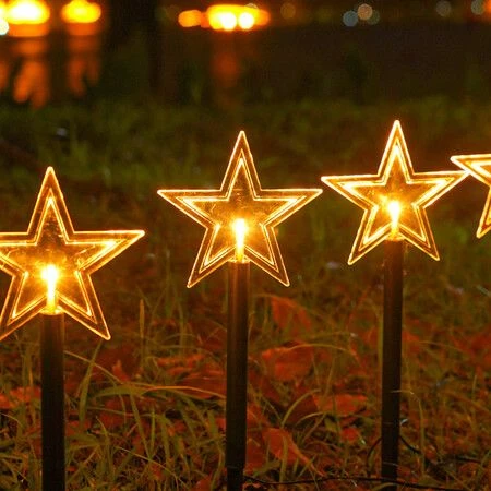 Christmas Pathway Solar Lights Decorative Garden Display LED Light 5 Pieces Warm Lights (Stars) 6 Christmas Pathway Solar Lights Decorative Garden Display LED Light 5 Pieces Warm Lights (Stars) - Image 6