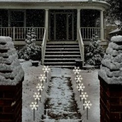Christmas Pathway Solar Lights Decorative Garden Display LED Light 5 Pieces Warm Lights (Snowflakes) -Christmas Lights Store 280333 2395557 HD