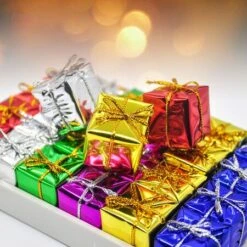 6 PCS 10 CM Assorted Color Foil Boxes Handmade Gift Boxes Tree Ornaments Christmas Tree Pendant Decoration -Christmas Lights Store 280403 2396237 F