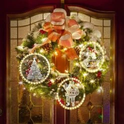 Christmas Decorative Window Light,LED 3D Hanging Lights Xmas Decor Windows Christmas Tree Decor Battery Operated String Light For Wall Windows Pathway Patio Bedroom Decor,Warm White(Santa Claus) -Christmas Lights Store 280523 2397037 HD
