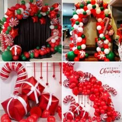 Christmas Balloon Garland Arch Kit Red White Candy Balloons Gift Box Balloons Red Star Balloons -Christmas Lights Store 281741 2407375 HD