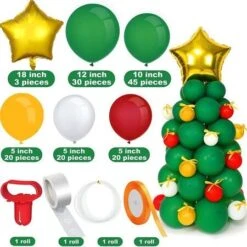 Christmas Balloon Garland Arch Kit Christmas Tree Balloons Star Balloons White Golden Green And Red Latex Balloons Tie Tools