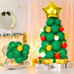 Christmas Balloon Garland Arch Kit Christmas Tree Balloons Star Balloons White Golden Green And Red Latex Balloons Tie Tools -Christmas Lights Store 281743 2407389 HD