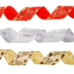 2M/3 Roll Christmas Print Ribbon Xmas Tree Ornament Ribbon DIY Handmade Biscuit Gift Wrapping String Bow Christmas Decor -Christmas Lights Store 281947 2409275 F