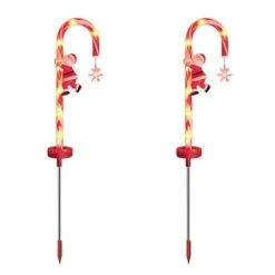 Solar Christmas Decorations Candy Cane Lights Outdoor Decor Stake With Modes 8 LED Lights For Garden Patio Yard Lawn 2 Packs